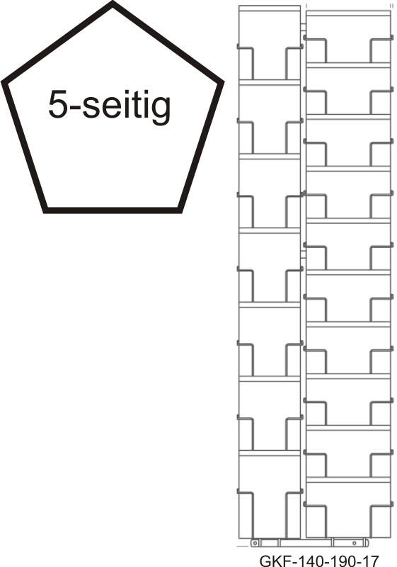 Kartenbodenständer, 140/190 mm, 85 Fächer, 2-reihig, 5-seitig, schwarz